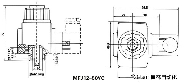 油研型液压阀用电磁铁线圈，MFJ12-YC交流湿式阀用电磁铁,MFZ12-YC直流湿式阀用电磁铁,比例电磁铁