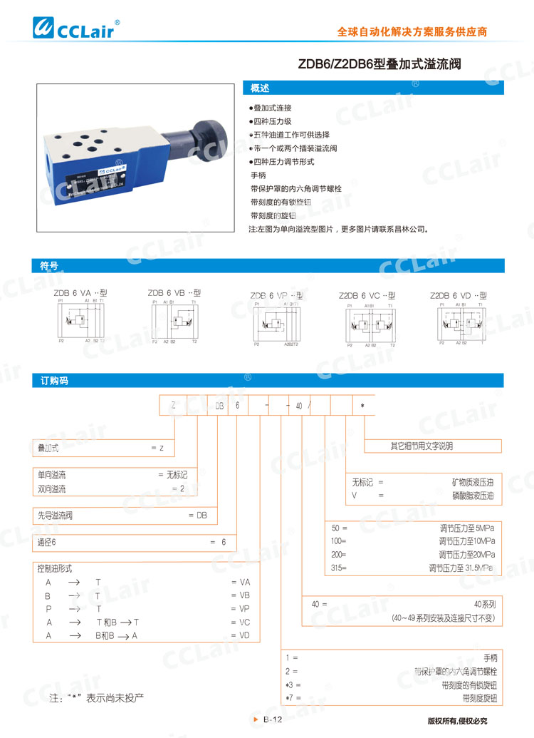 ZDB6,Z2DB6型叠加式溢流阀 -1