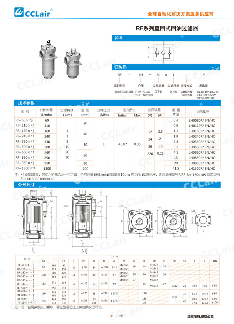 RF系列直回式回油过滤器